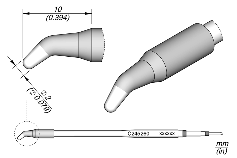 C245260 - Conical Bent Cartridge Ø 2 HT